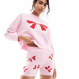 Cotton On Body Shorts Women's Knit Pink Red Bows Size Large